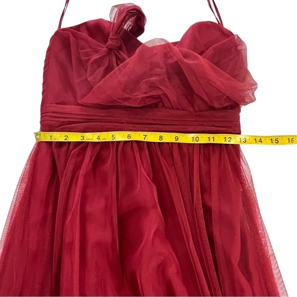 Amsale Red Crimson Maxi Tulle Overlay Formal Dress Crimson 6L Burgundy wedding - Picture 16 of 16